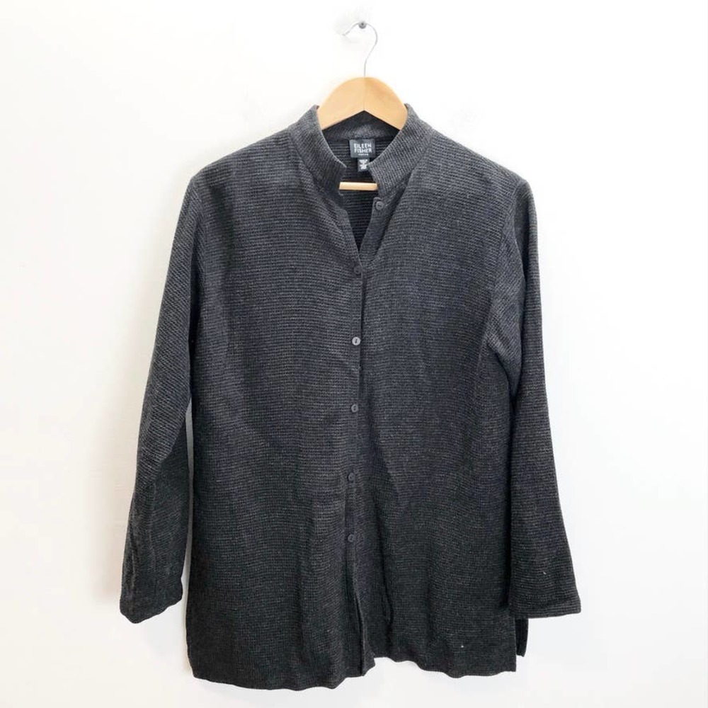 Eileen Fisher Waffle Knit Button Front Top